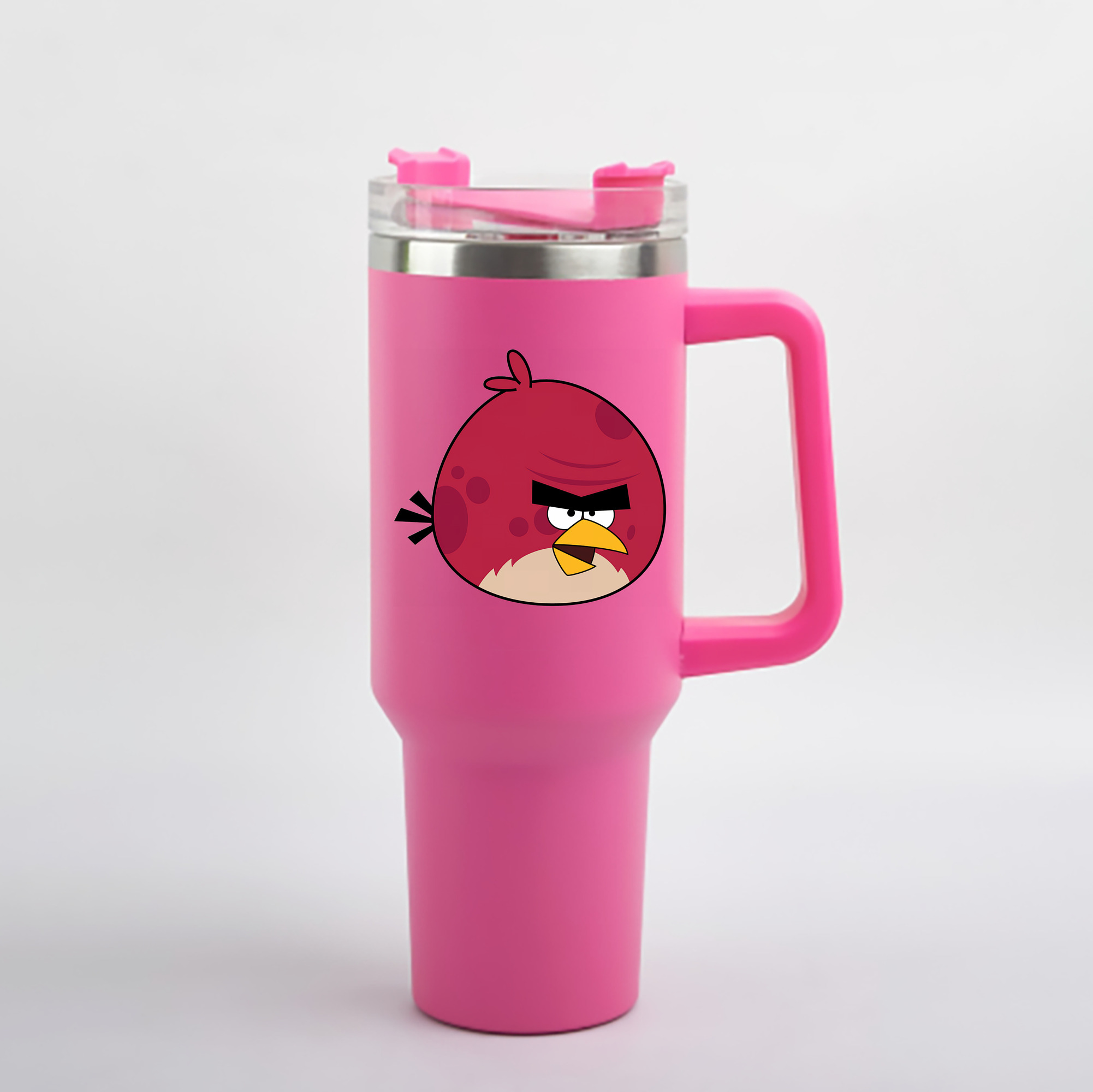 （画像用） Angry Birds アングリーバード 1200mL車用タンブラー - クリスタルステッカー（プラスチックストロー付き）